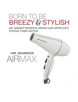 Mr. Barber Airmax Hair Dryer - White, MB-AMW 